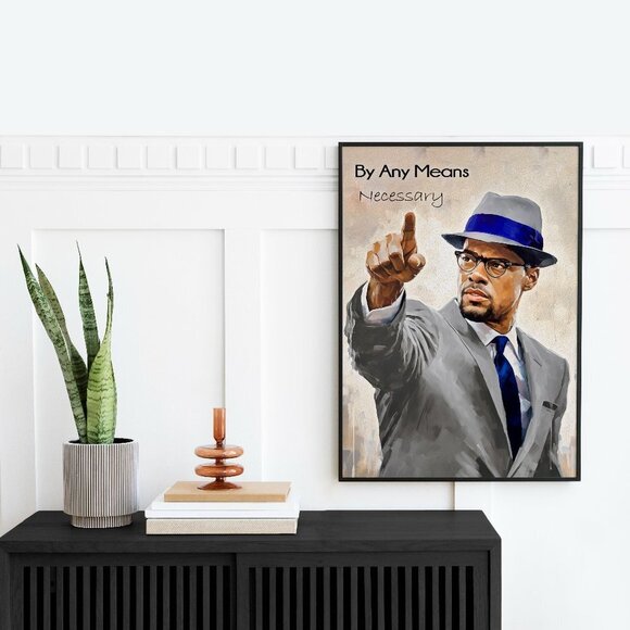 16x20 Malcolm X‎ By Any Means Necessary Watercolor Oil Painting Wall Art Poster - Picture 7 of 7